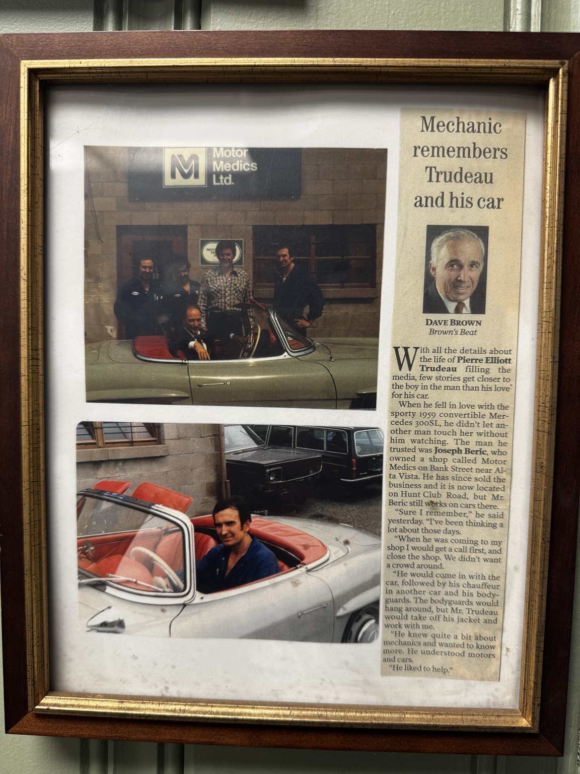Full original framed Motor Medics newspaper article and photographs